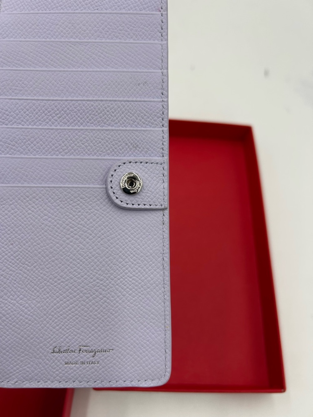 Women's Salvatore Ferragamo GANCINI bifold Wallet in light blue made in Italy - Picture 11 of 11